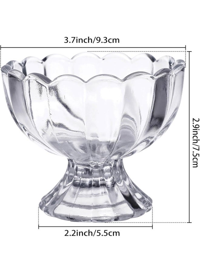 LYNLYN 4PCS Glass Dessert Bowls Set, 200ml Clear Ice Cream Cups with Flower Spoons, Elegant Glass Bowls for Sundae, Fruit, Salad, Snack and Party Serving - Image 2